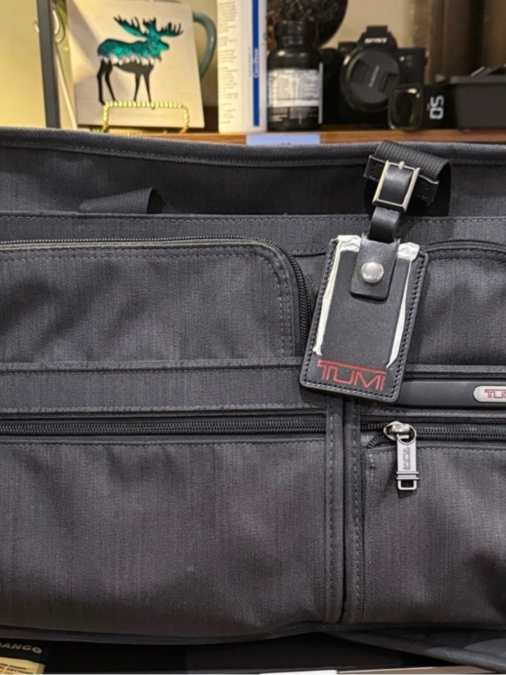 Tumi Black Laptop Briefcase with Leather Tag